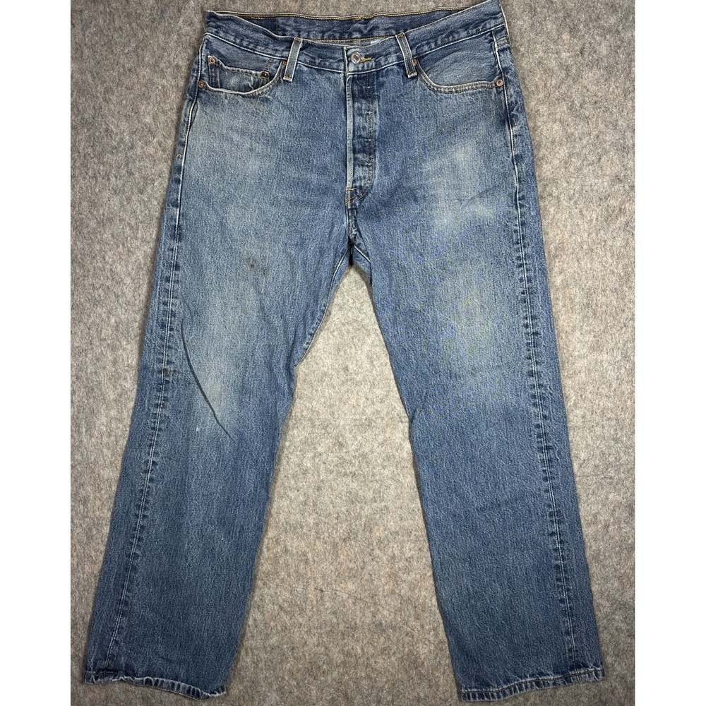 Levi's 505 Jeans Men's 36x30 Regular Fit Blue Denim Straight Leg Made in Mexico